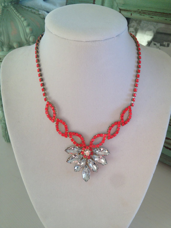 Neon and Rhinestone Necklace from SophiaDarling Vintage on etsy