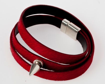 Poppy Red Horse Leather cuff