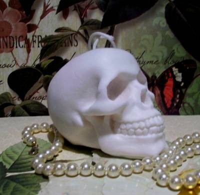 White Beeswax Skull Candle by Catfish Creek Candles